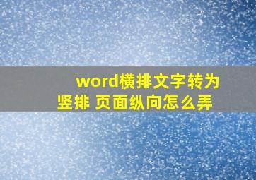 word横排文字转为竖排 页面纵向怎么弄